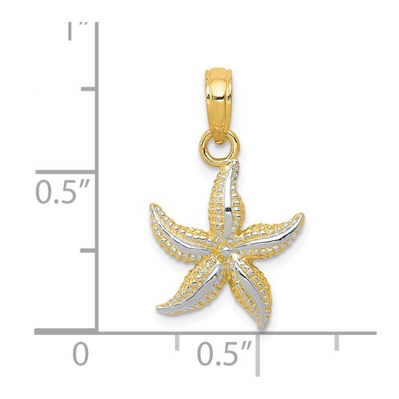 10K Gold w/Rhodium Starfish Charm - Picture 2 of 4
